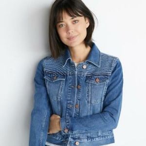 MARINE LAYER Eileen Seamed Denim Jacket Cotton